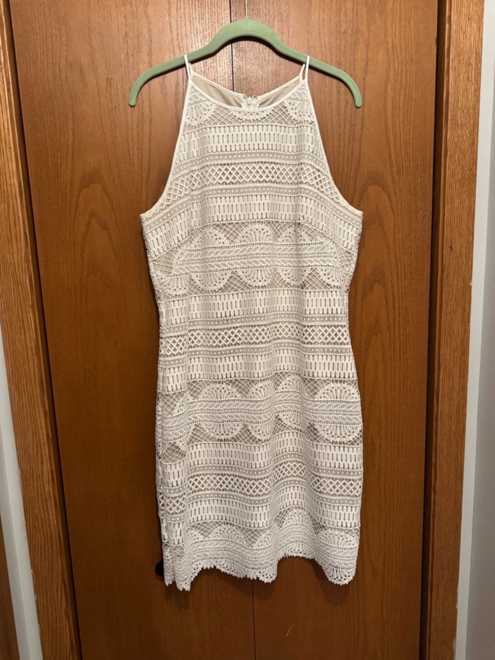 White House Black Market White Crochet Halter Mini Dress
